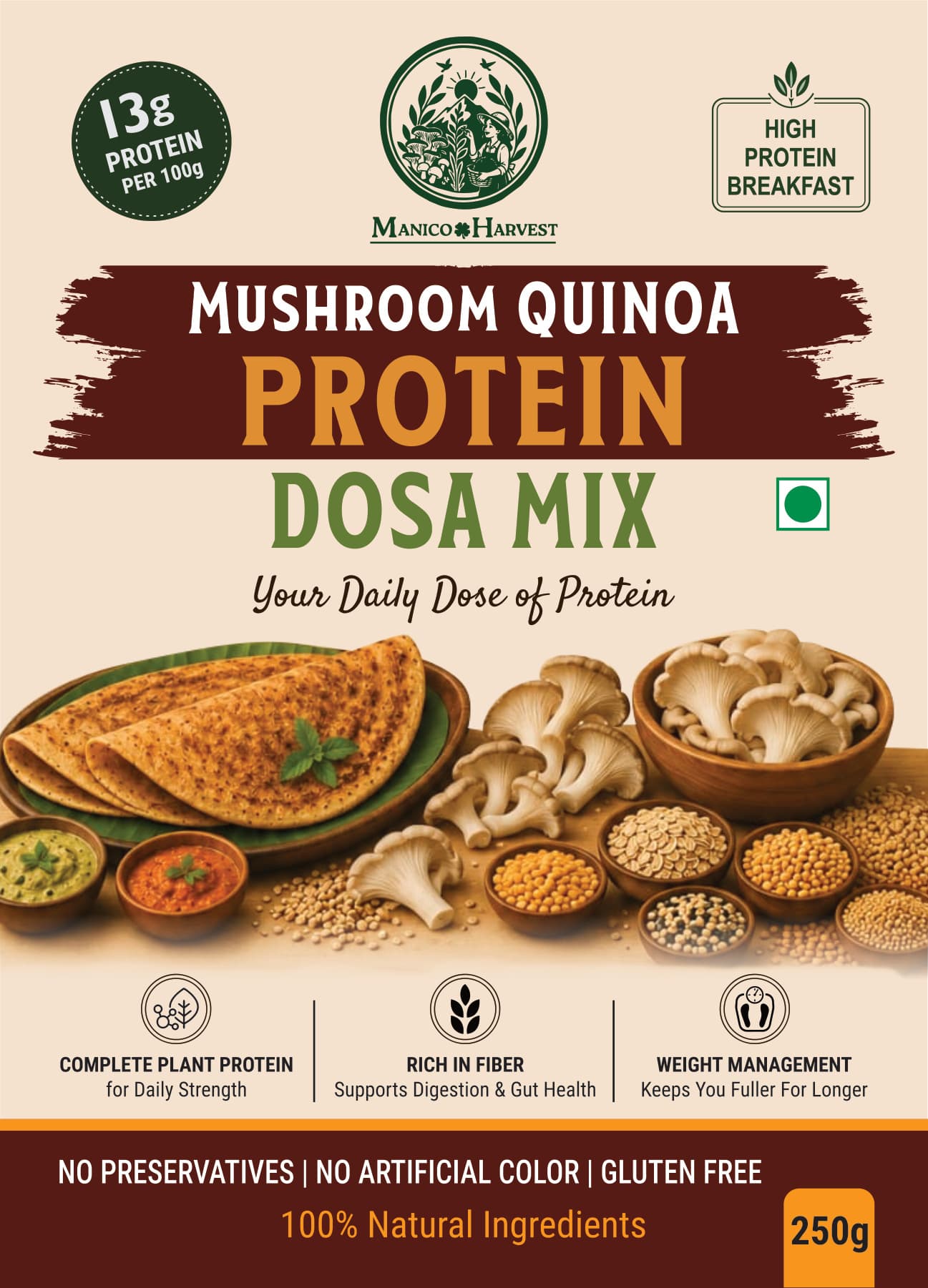 Mushroom Quinoa Dosa Mix